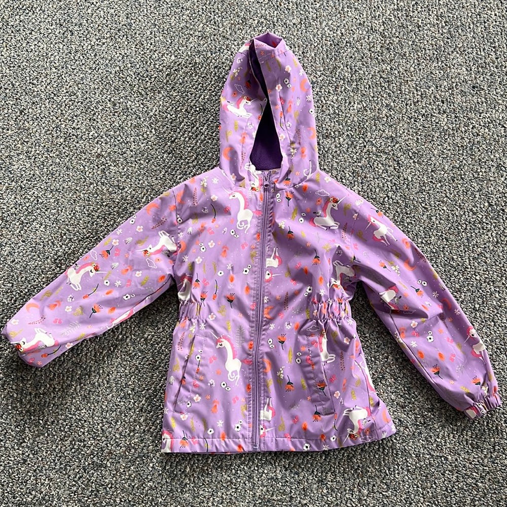Kids fleece lined rain jacket
